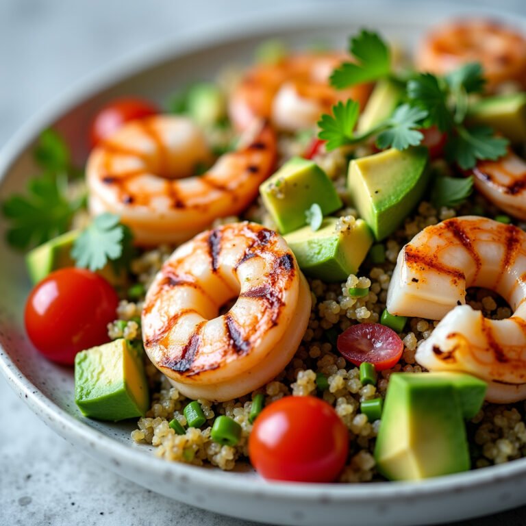 Salada de Quinoa com Abacate e Camarão Grelhado: Receita Simples e Saborosa