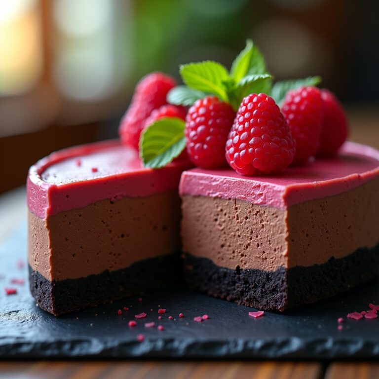 Torta Mousse de Chocolate com Camada de Framboesa