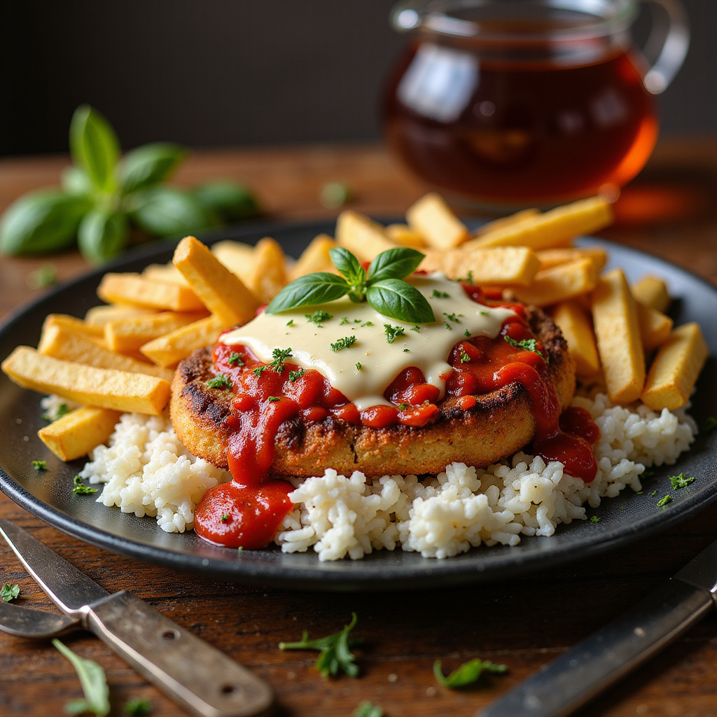 Foto da receita Bife à Parmegiana com Arroz e Batata Frita: O PF Perfeito
