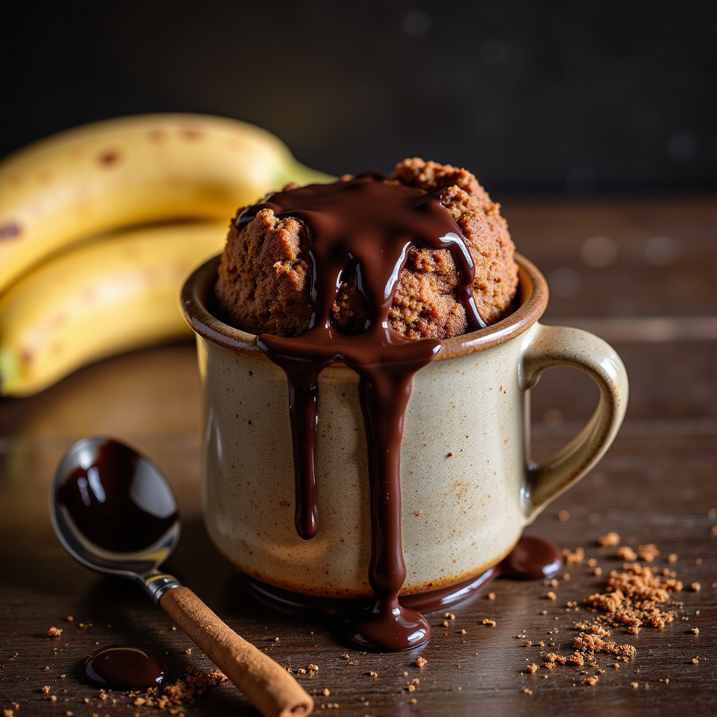 Foto da receita Bolo de Caneca de Banana com Chocolate: Rápido e Delicioso