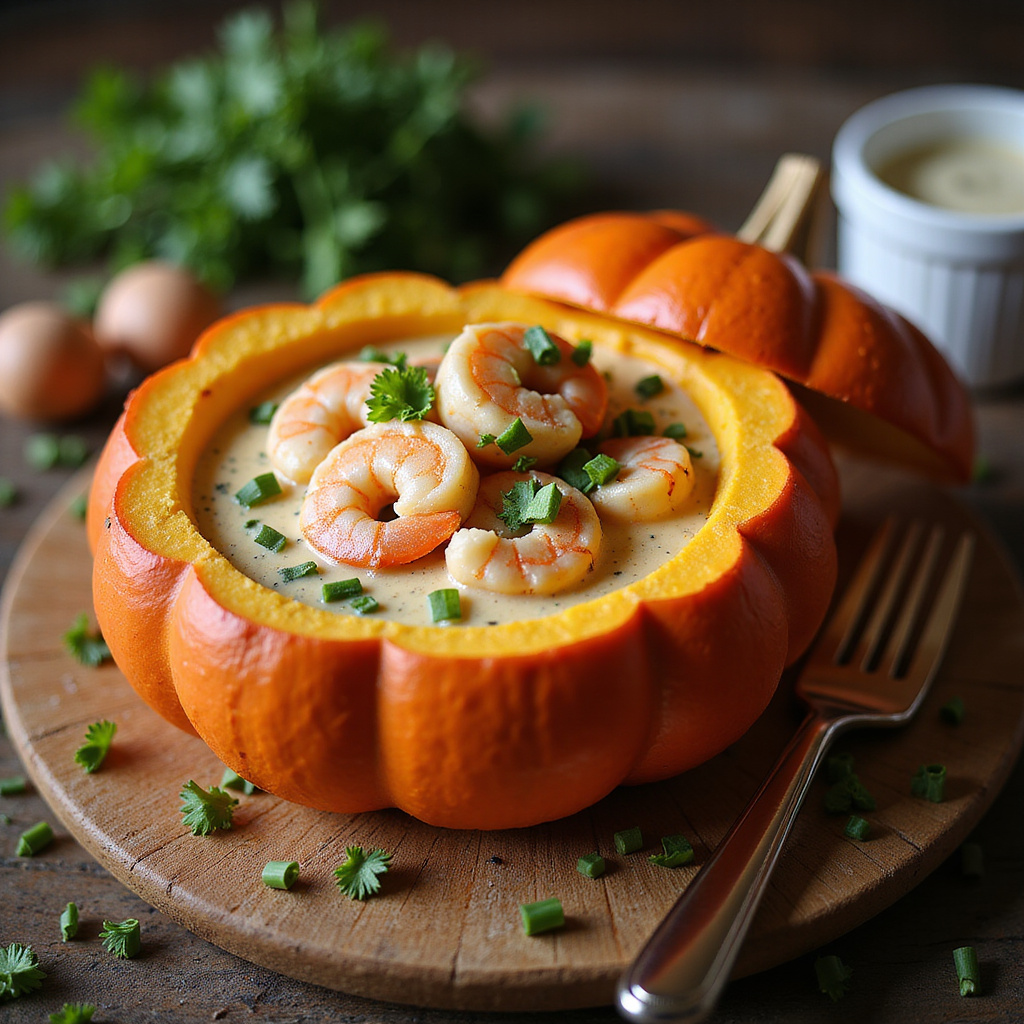 Foto da receita Receita de Camarão na Moranga com Creme de Leite Nestlé